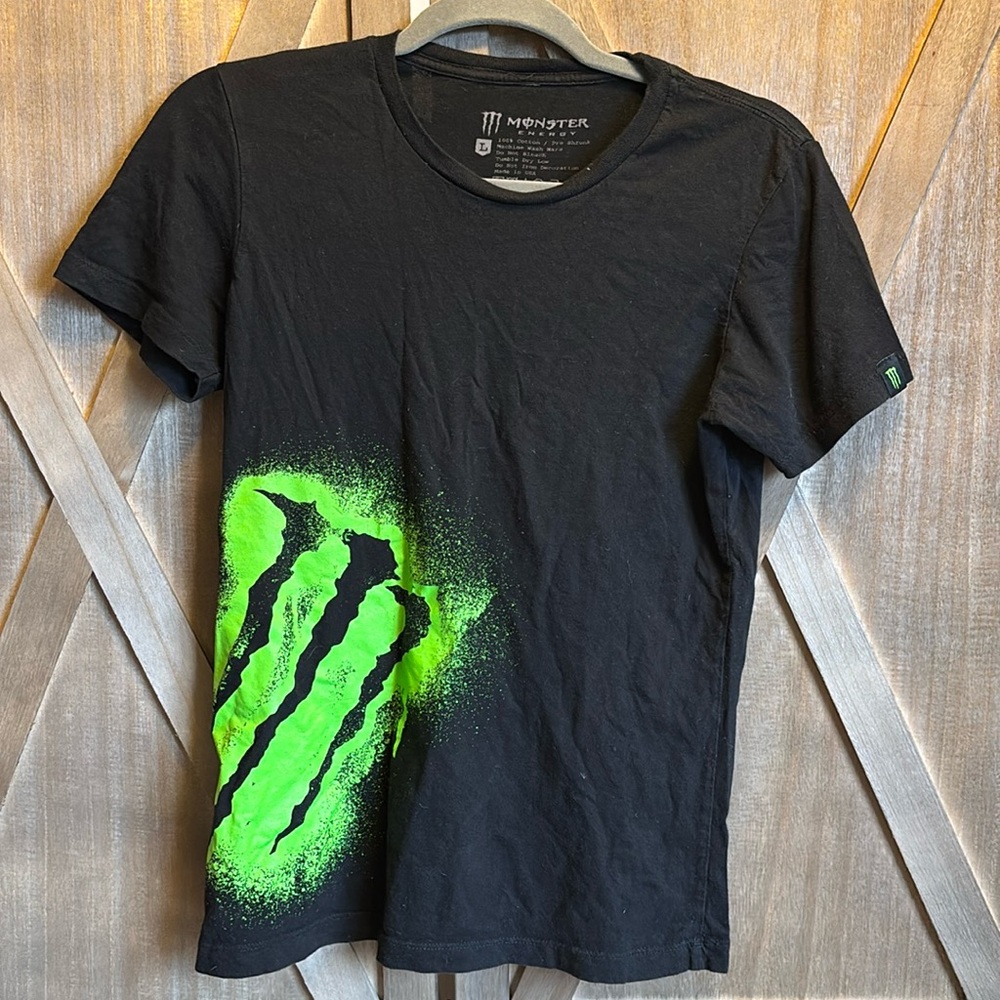 Juniors Monster Energy short sleeve tshirt - Black and neon green